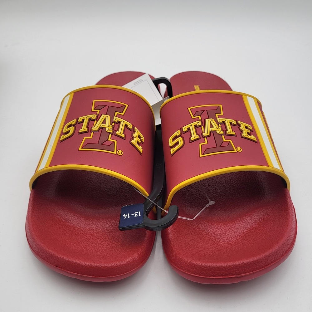 Iowa State Cyclones Molded Slides FOCO Men's XL 13-14 Red‎ Team Stripe - Picture 5 of 9